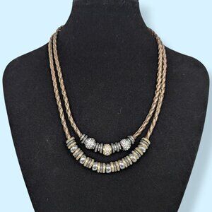 (2/$20) 2-Strand Metal Rhinestone Bead Necklace